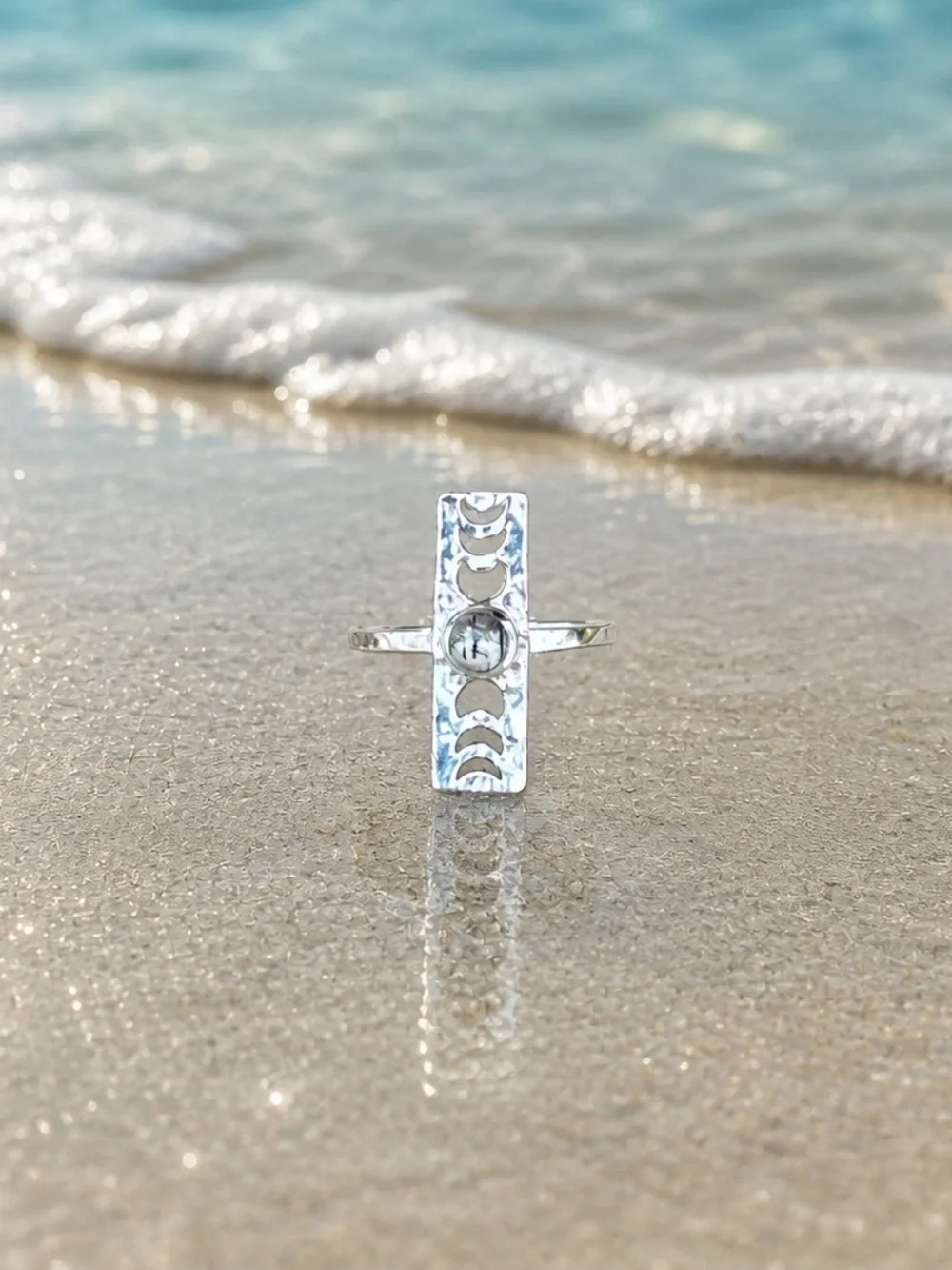 NEW! Phases of the Moon Rutilated Quartz Ring